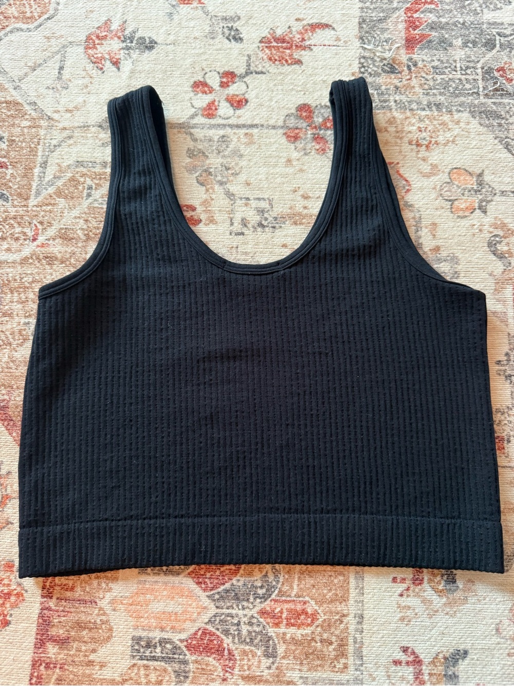 Z Supply Black Ribbed V-Neck Cropped Tank Top XS/S